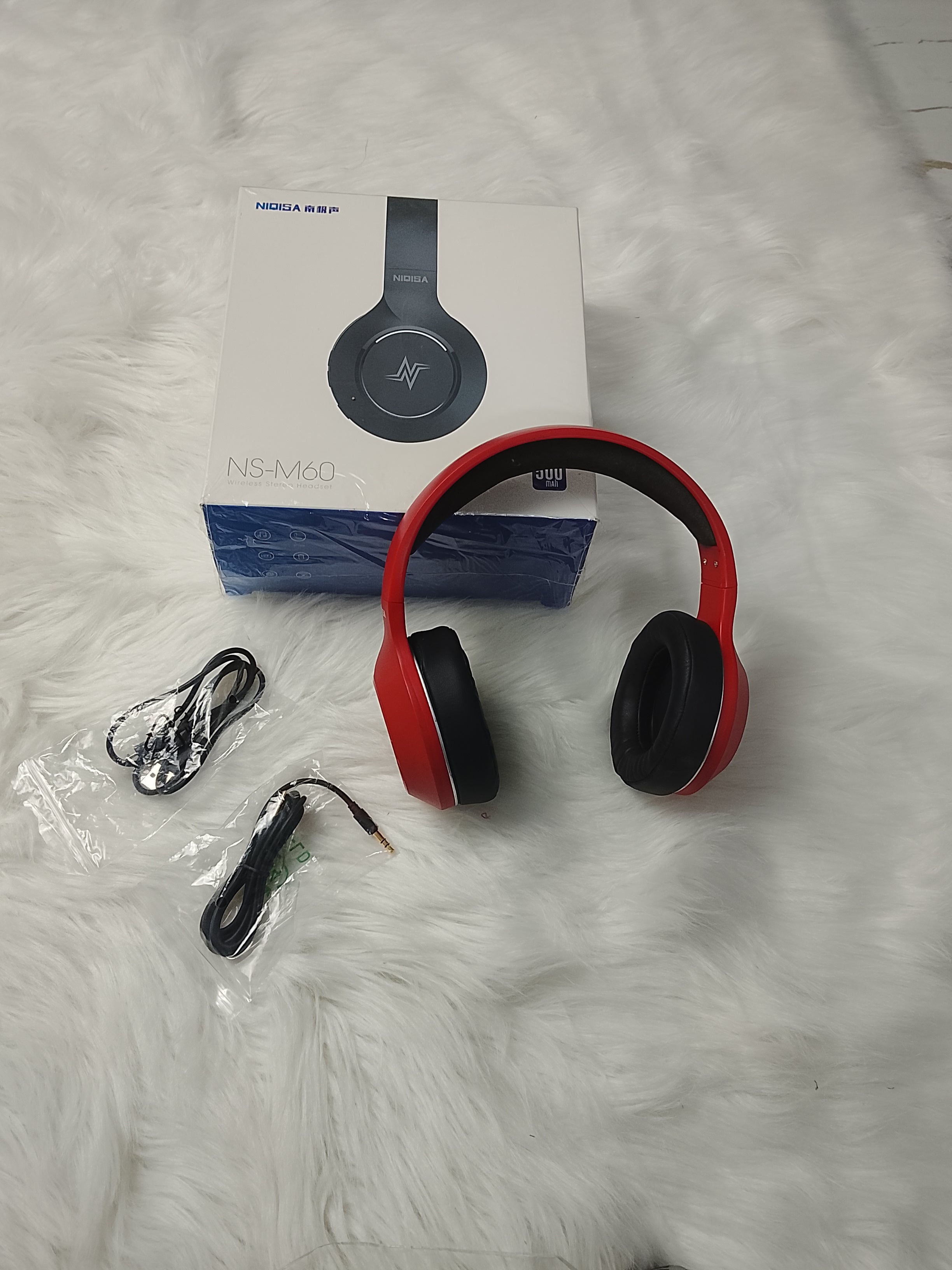 NIOISA Bluetooth Headphones Red