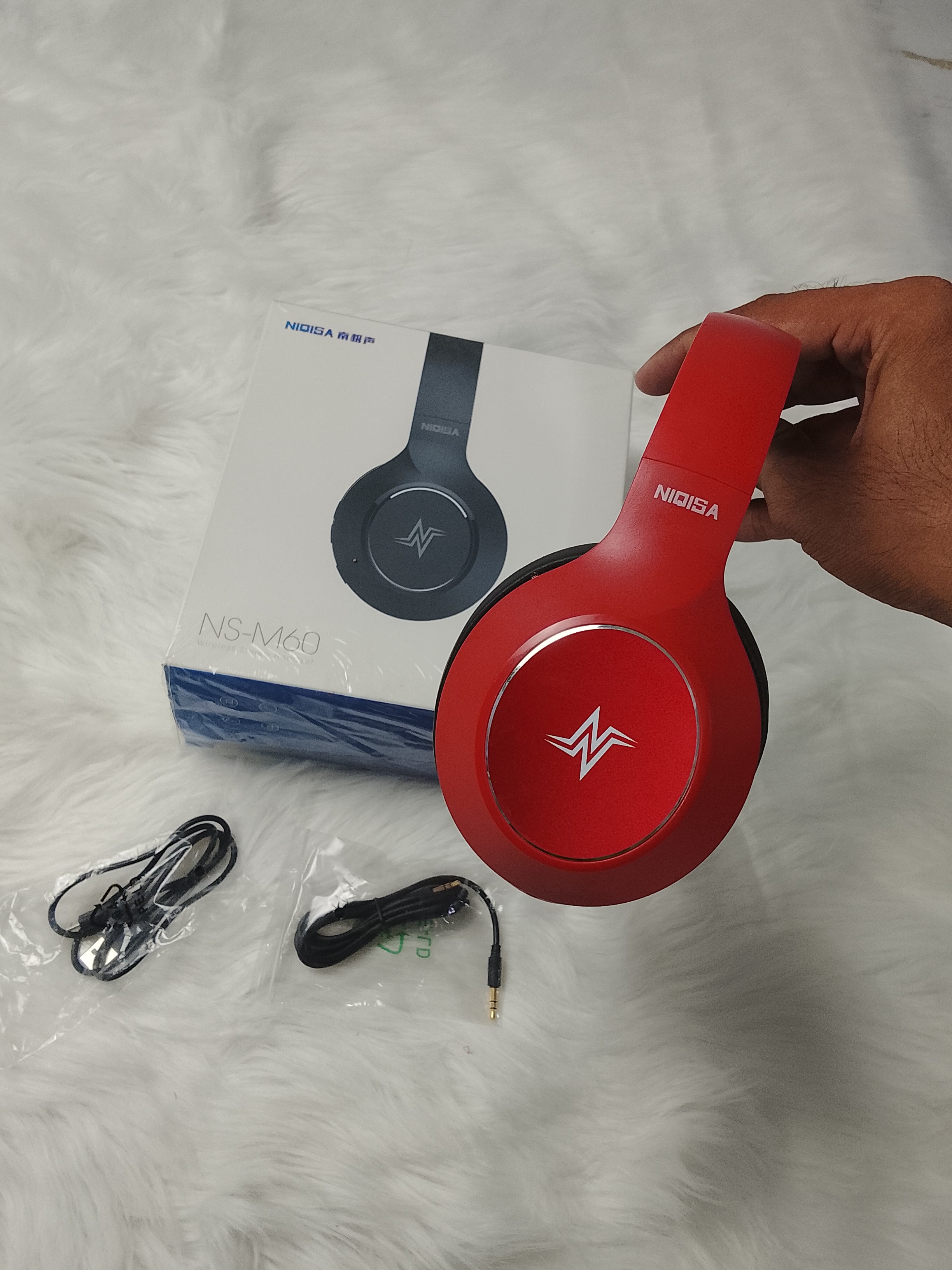 NIOISA Bluetooth Headphones Red