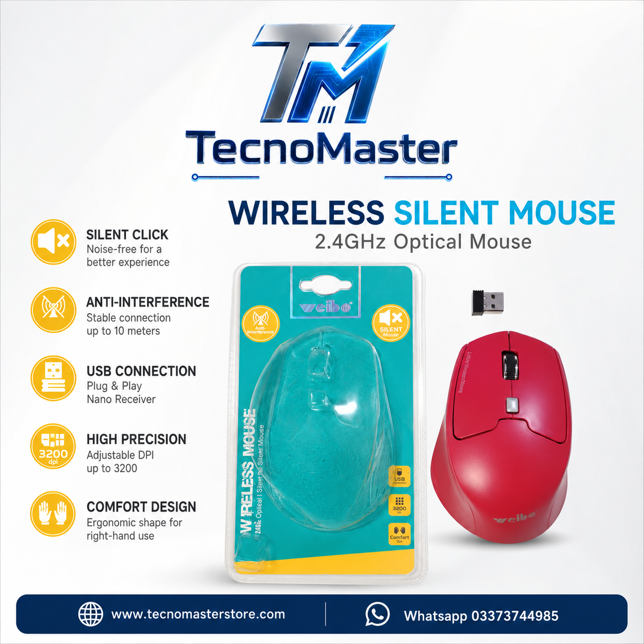 Weibo Wireless Mouse Red