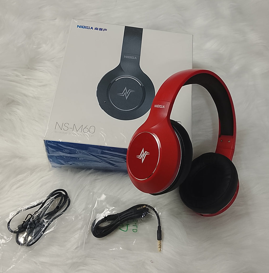 NIOISA Bluetooth Headphones Red