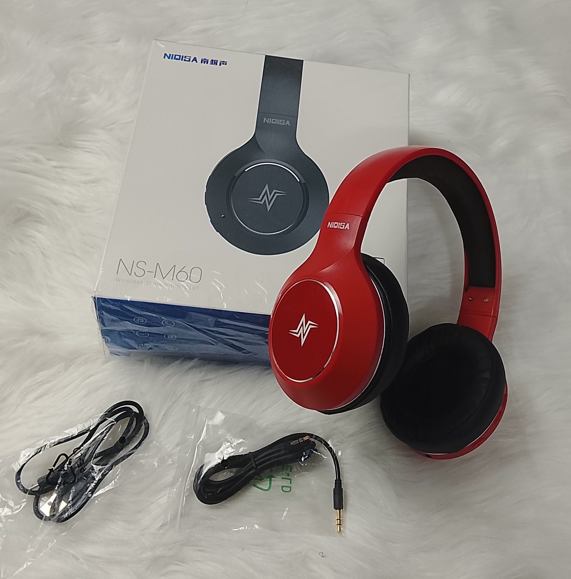 NIOISA Bluetooth Headphones Red